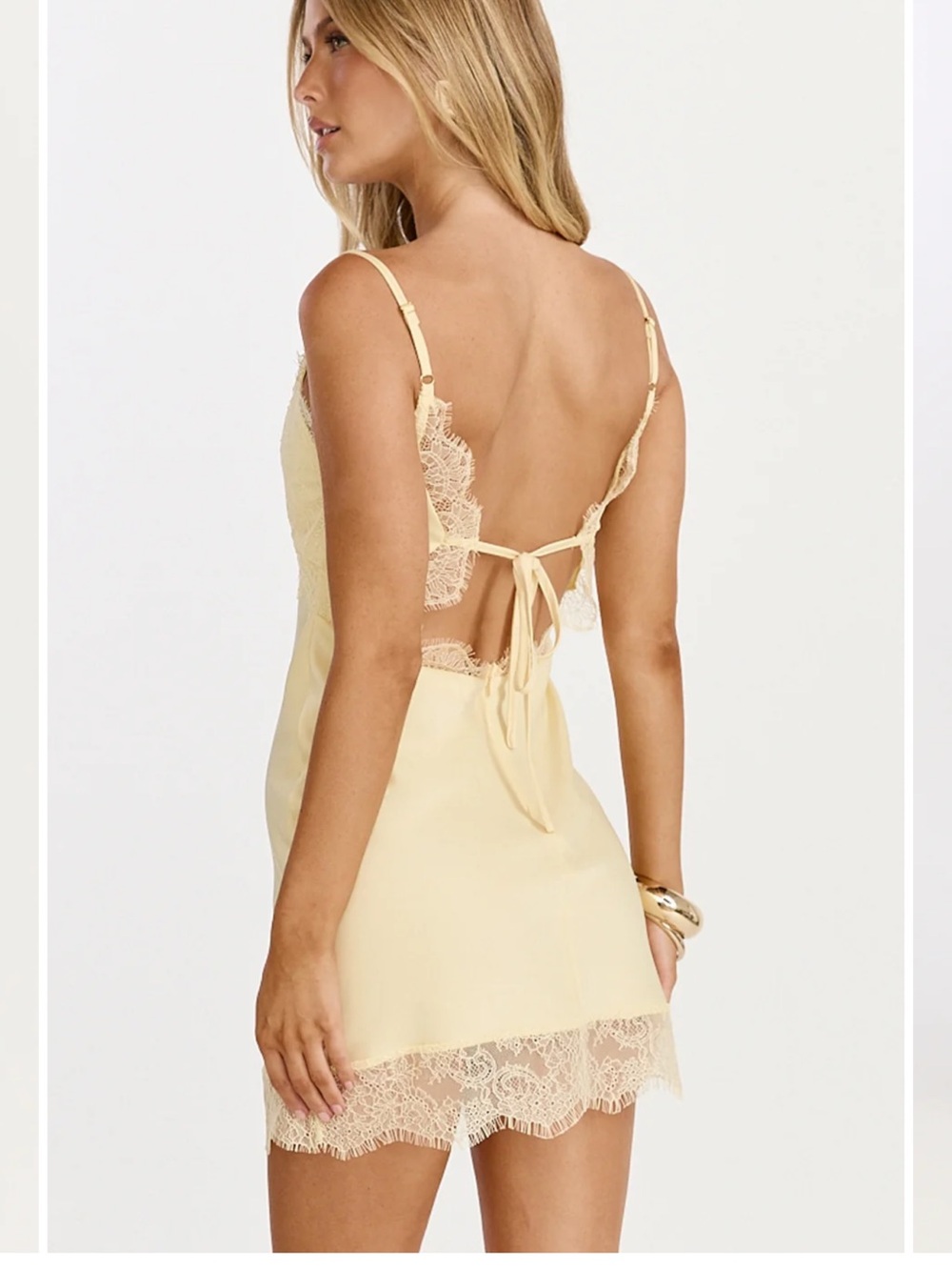 Showpo Pale Yellow Lace-Trim Slip